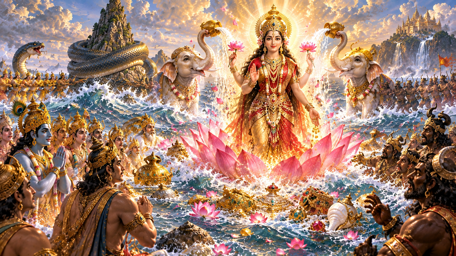 माता लक्ष्मी का प्राकट्य — समुद्र मंथन से देवी लक्ष्मी कैसे प्रकट हुईं?